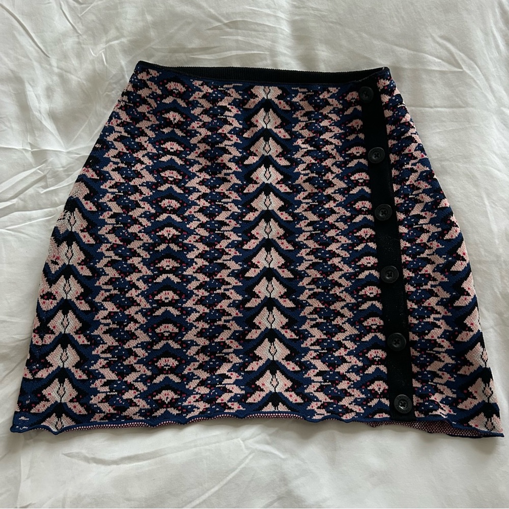 Rachel Roy blue sky thinking cornflower combo knit geo jacquard print mini skirt